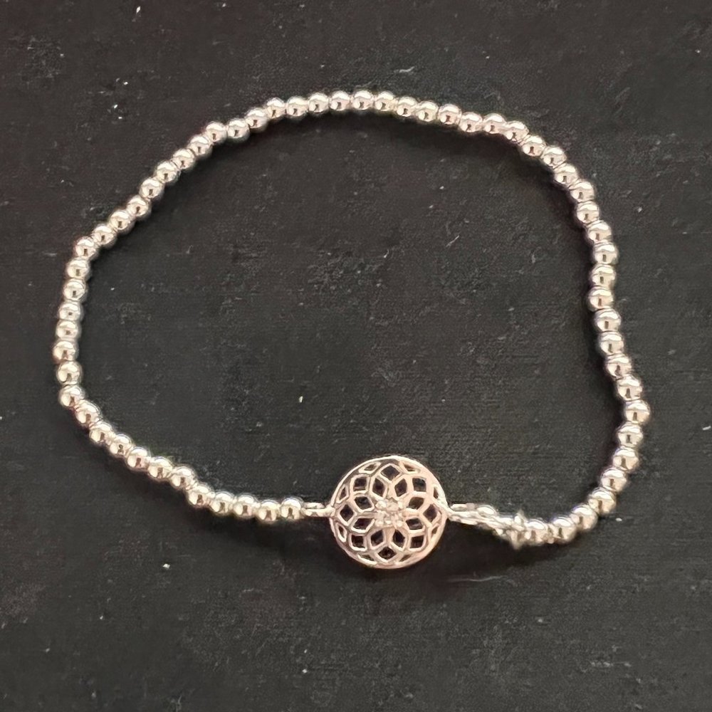 Katie Loxton Silver Tone Ball Beaded Rhinestone Stretch Bracelet